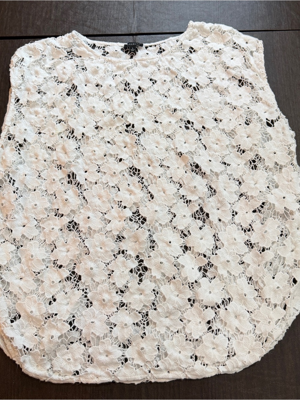 Talbots White Floral Lace Sleeveless Top Size L
